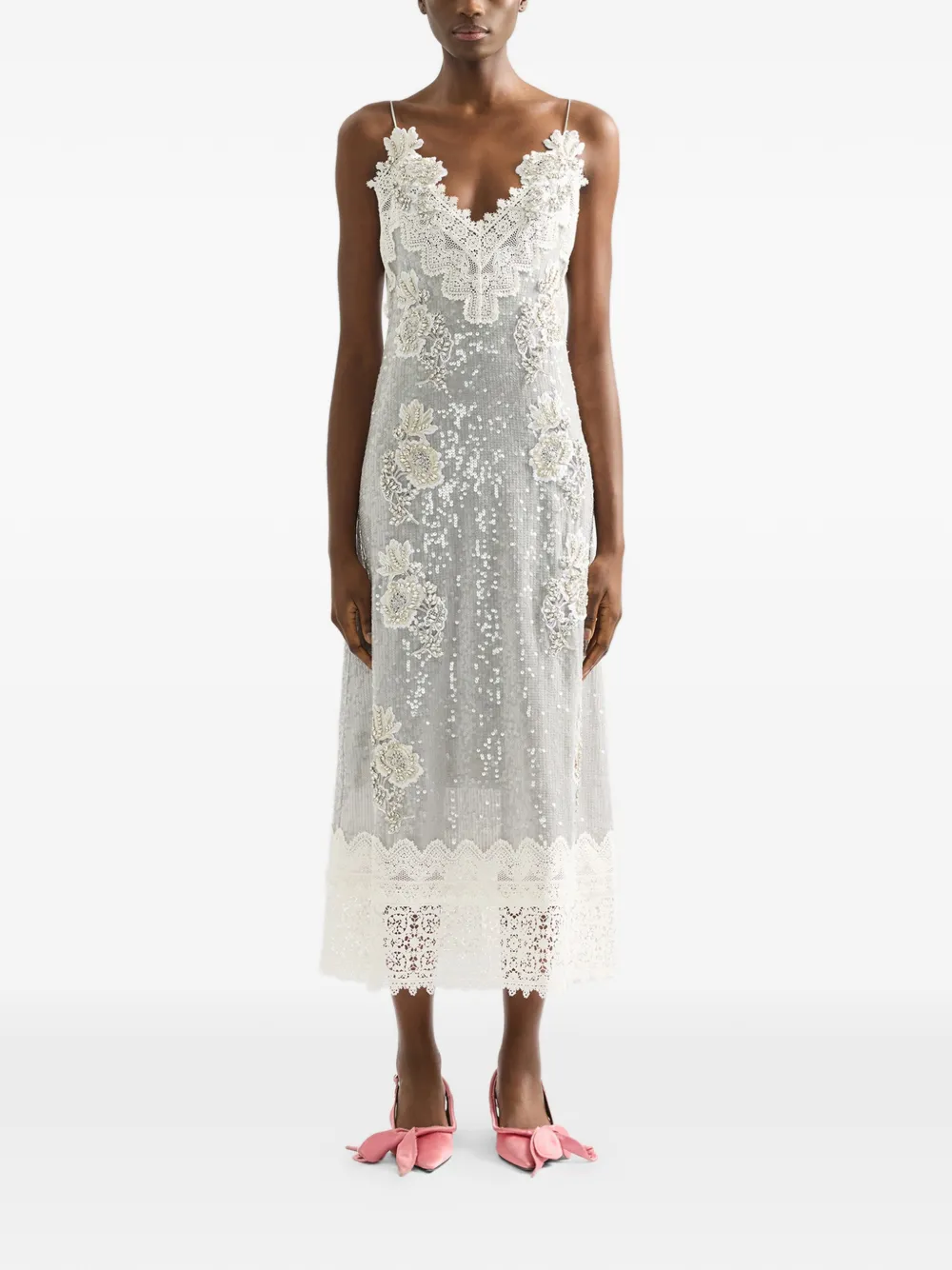  Erdem Floral-appliqués Cocktail Dress - Neutrals 