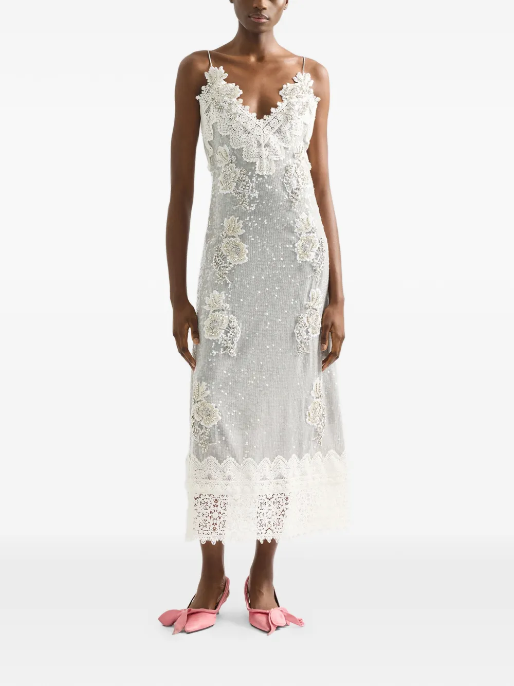  Erdem Floral-appliqués Cocktail Dress - Neutrals 