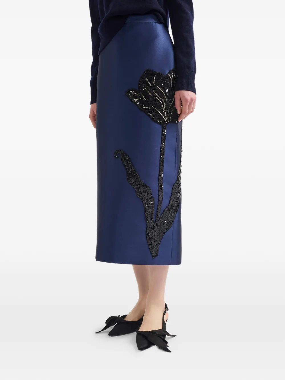 ERDEM Mikado kokerrok met bloemenprint Blauw