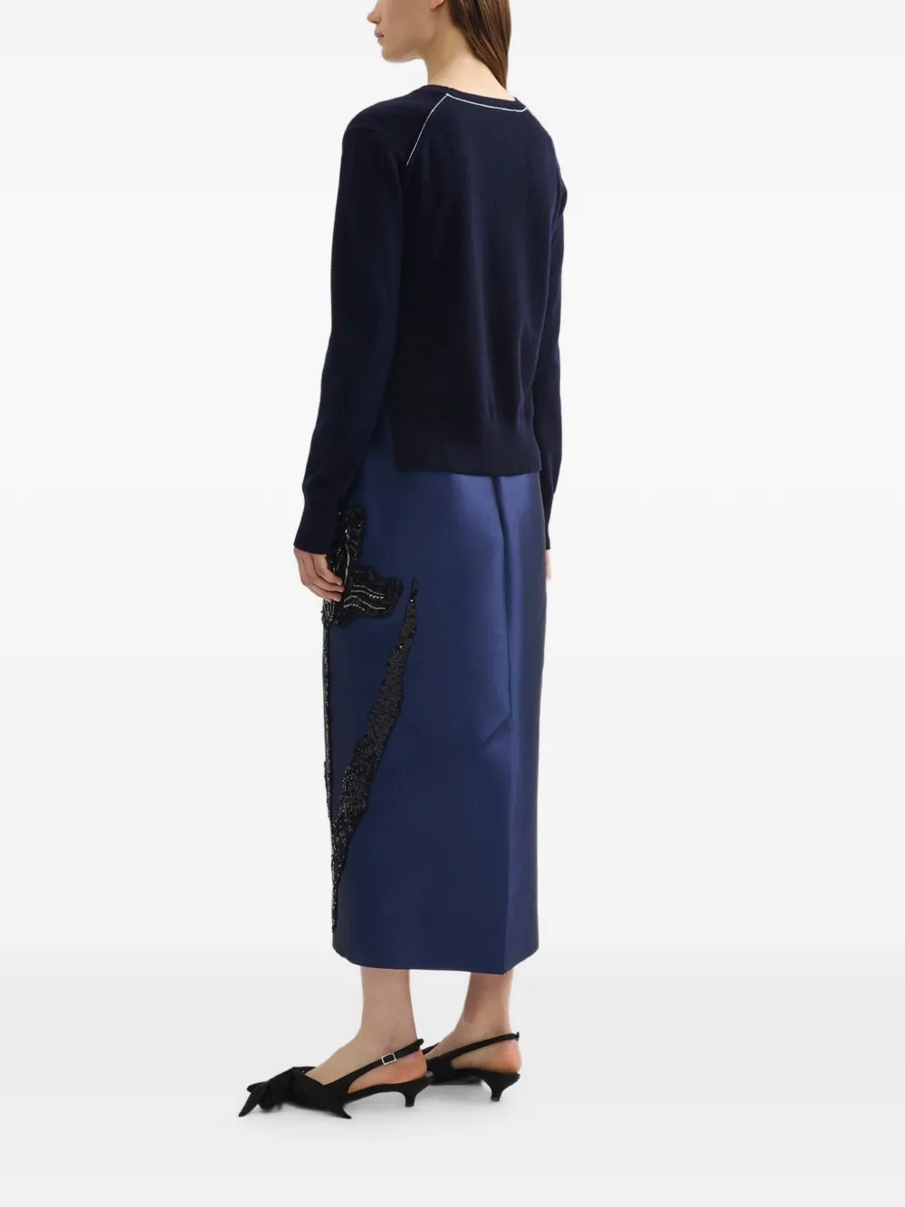  Erdem Mikado Floral Pencil Skirt - Blue 
