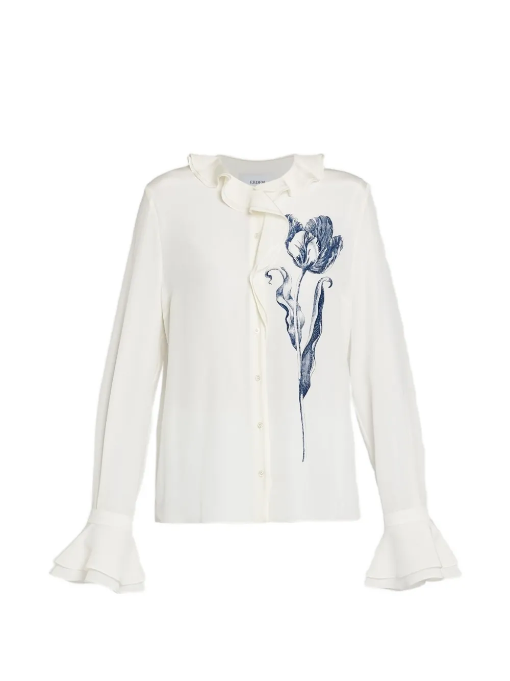 ERDEM ruffled floral shirt - Toni neutri