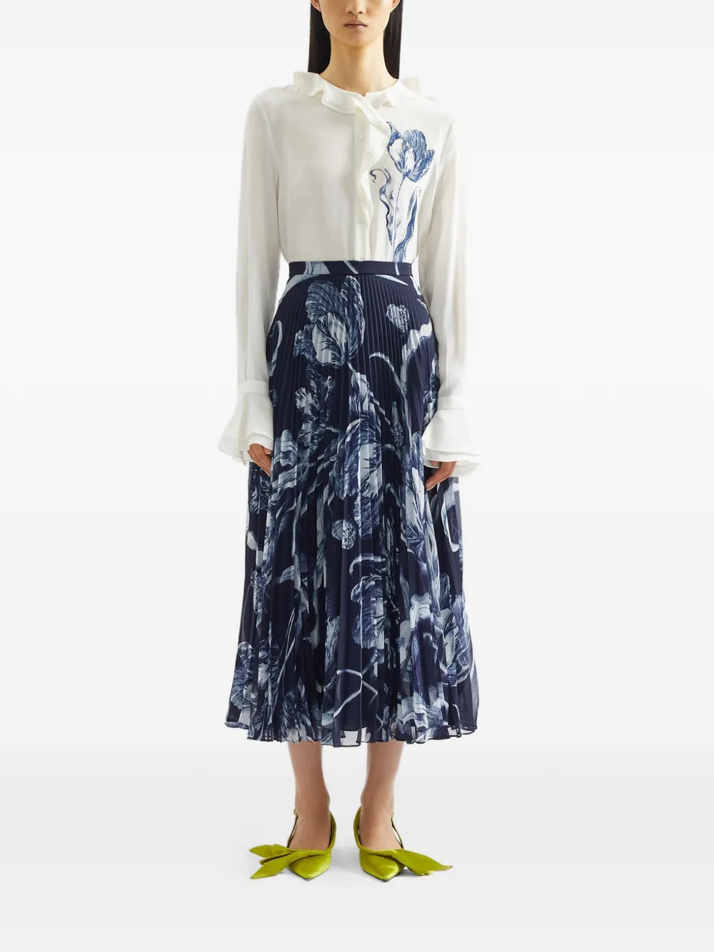  Erdem Ruffled Floral Shirt - Neutrals 