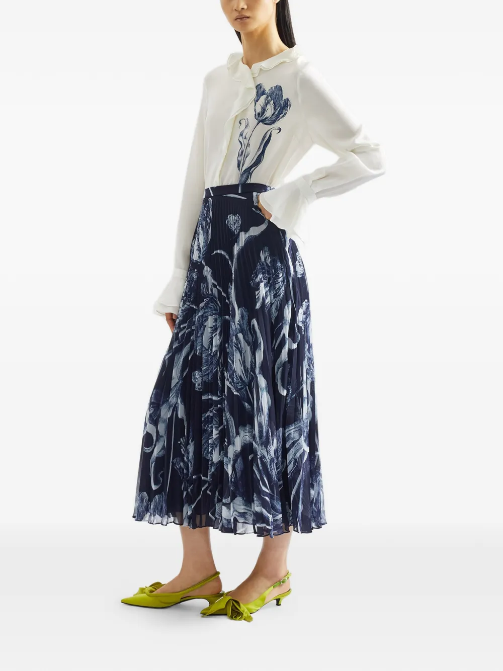  Erdem Ruffled Floral Shirt - Neutrals 