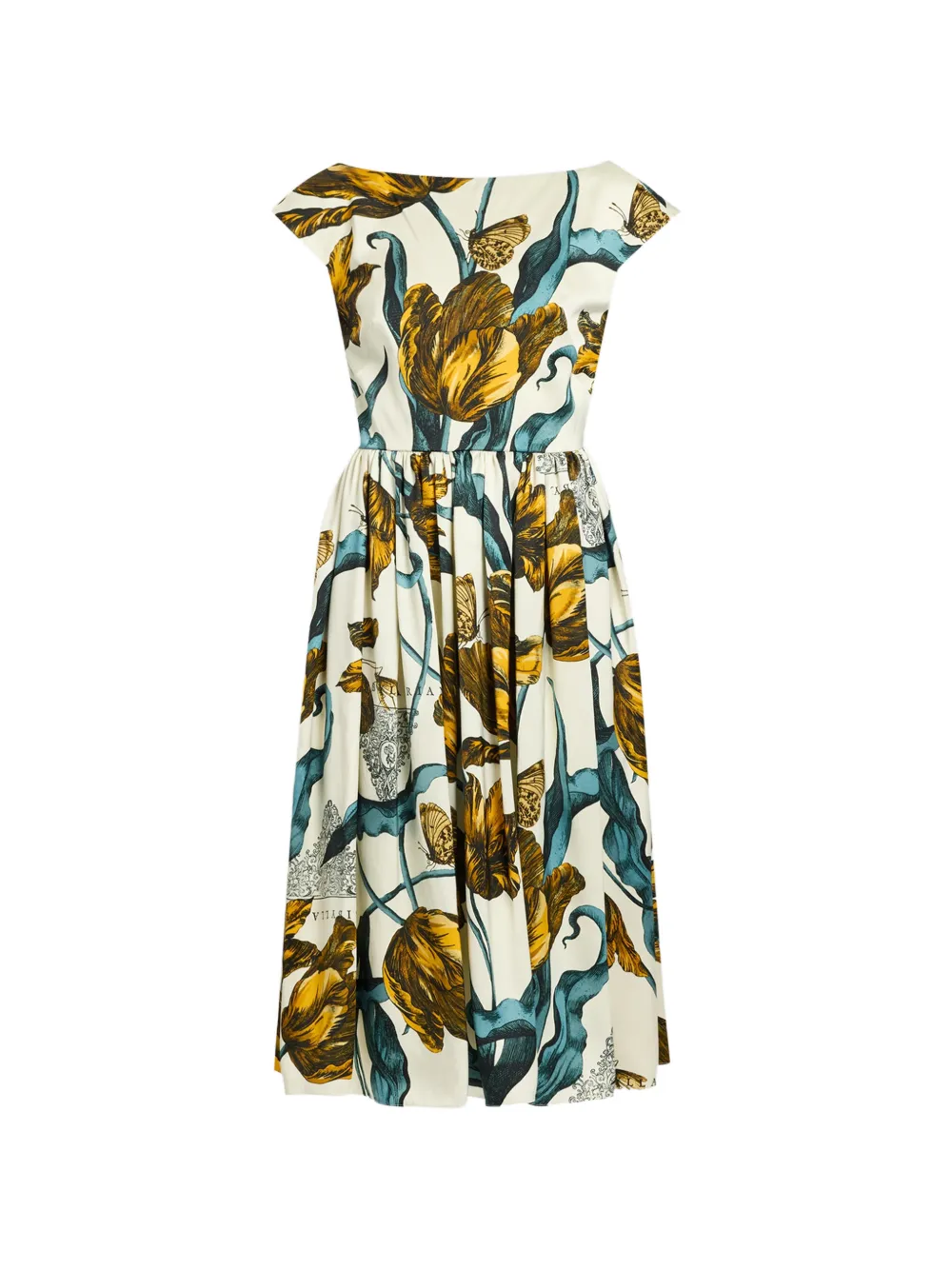 ERDEM boat-neck floral midi dress - Toni neutri