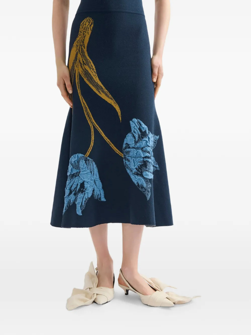 ERDEM Midi-jurk met bloemenprint Blauw