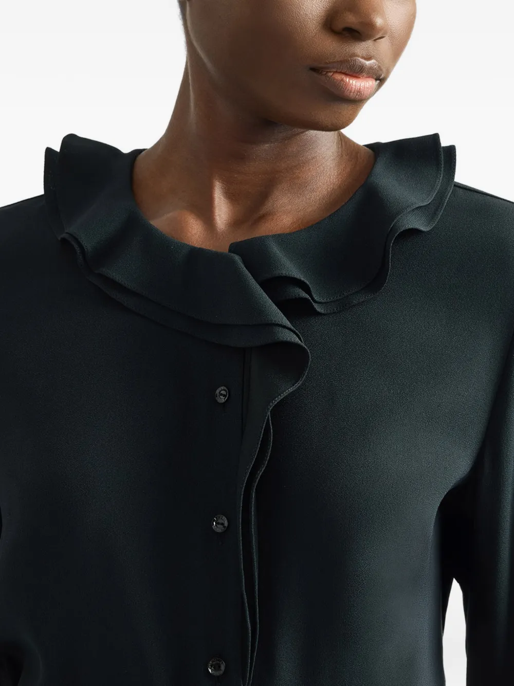 ERDEM blouse met ruchekraag Zwart