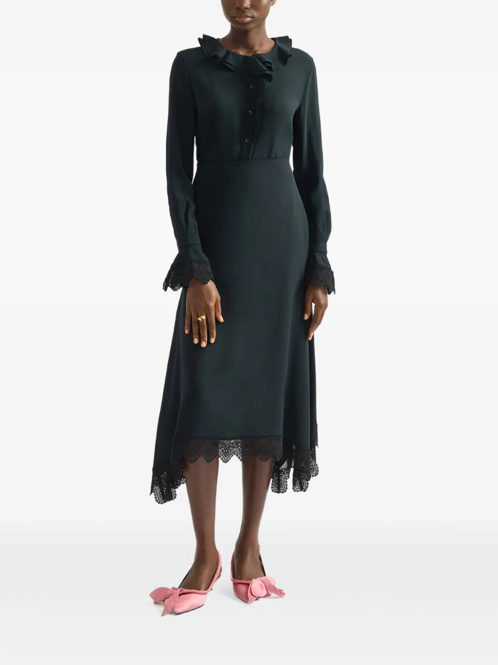 Erdem Chemise à Col Volanté - Noir 