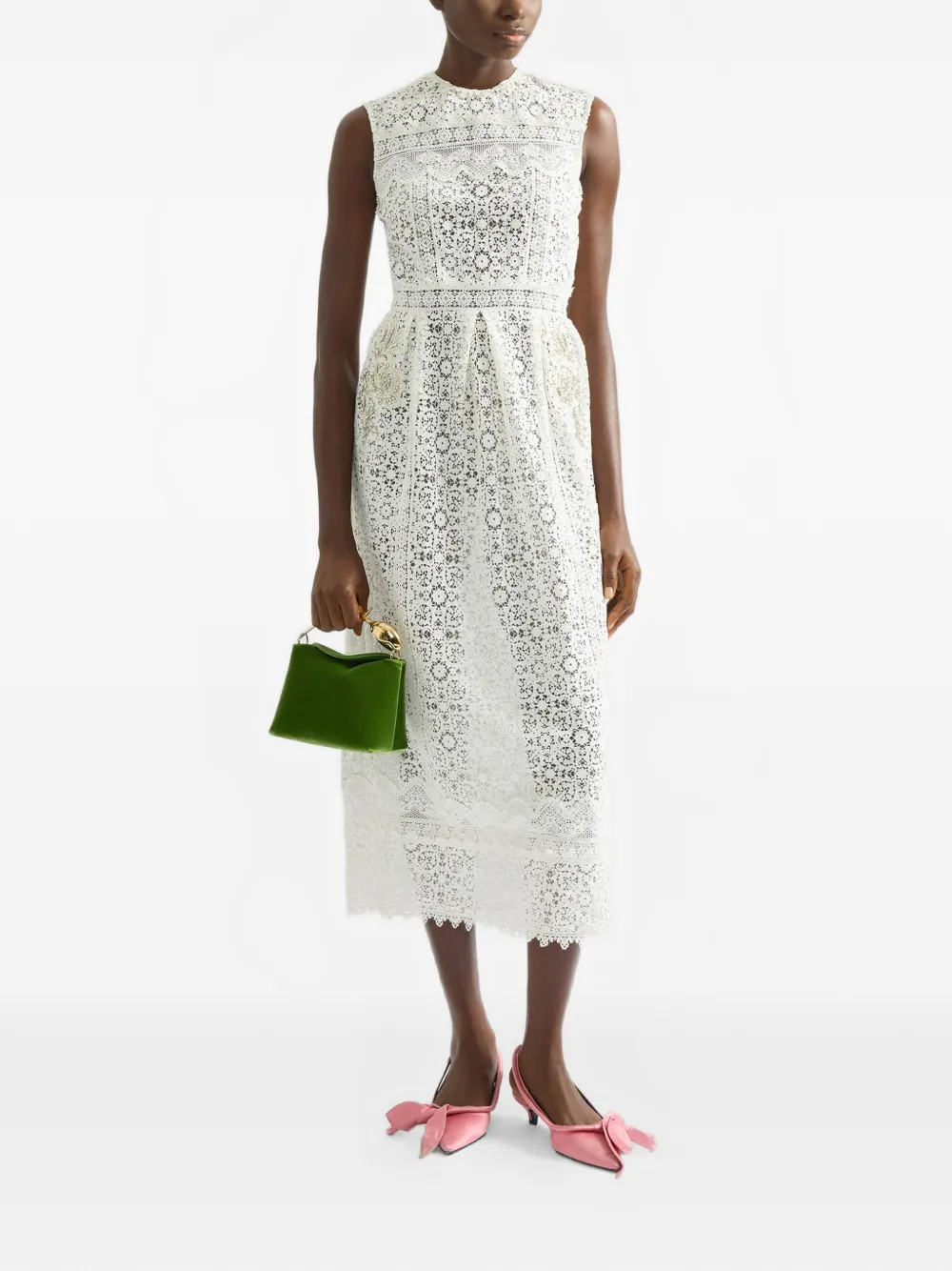 ERDEM Abito midi con decorazione - Bianco