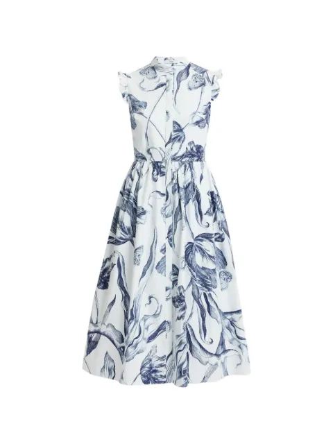 ERDEM vestido midi floral con volantes