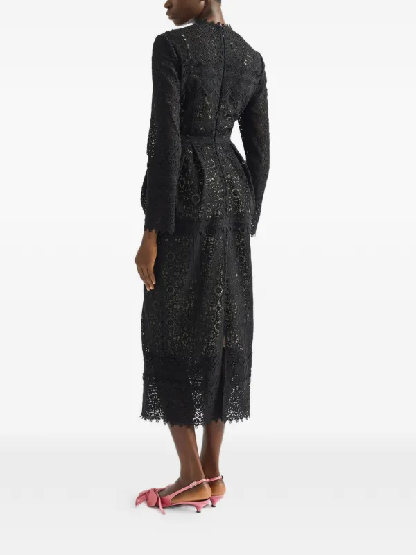 erdem lace midi dress Erdem Bow-detailed Embroidered Poplin And Lace Midi Dress - Women - Orange Dresses