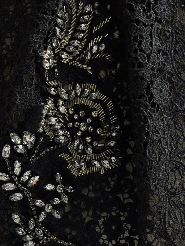 ERDEM | Embellished Guipure Long Sleeve Midi Dress