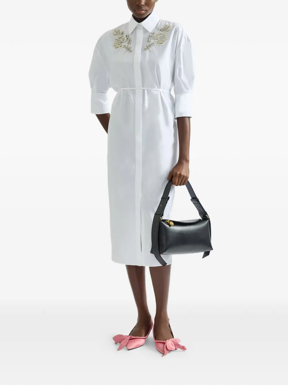  Erdem Embellished Shirt Dress - White 