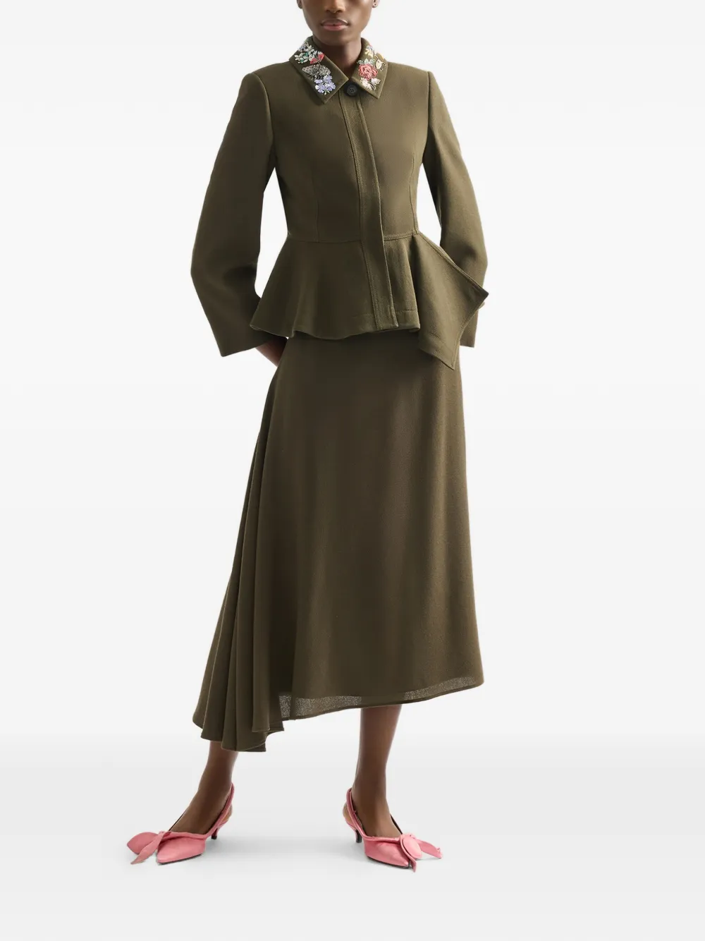 ERDEM Gedrapeerde midi-rok Groen
