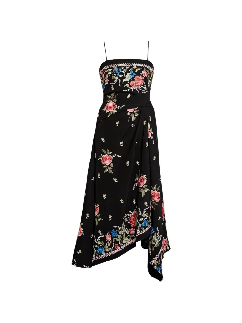 ERDEM floral draped asymmetric dress - Nero