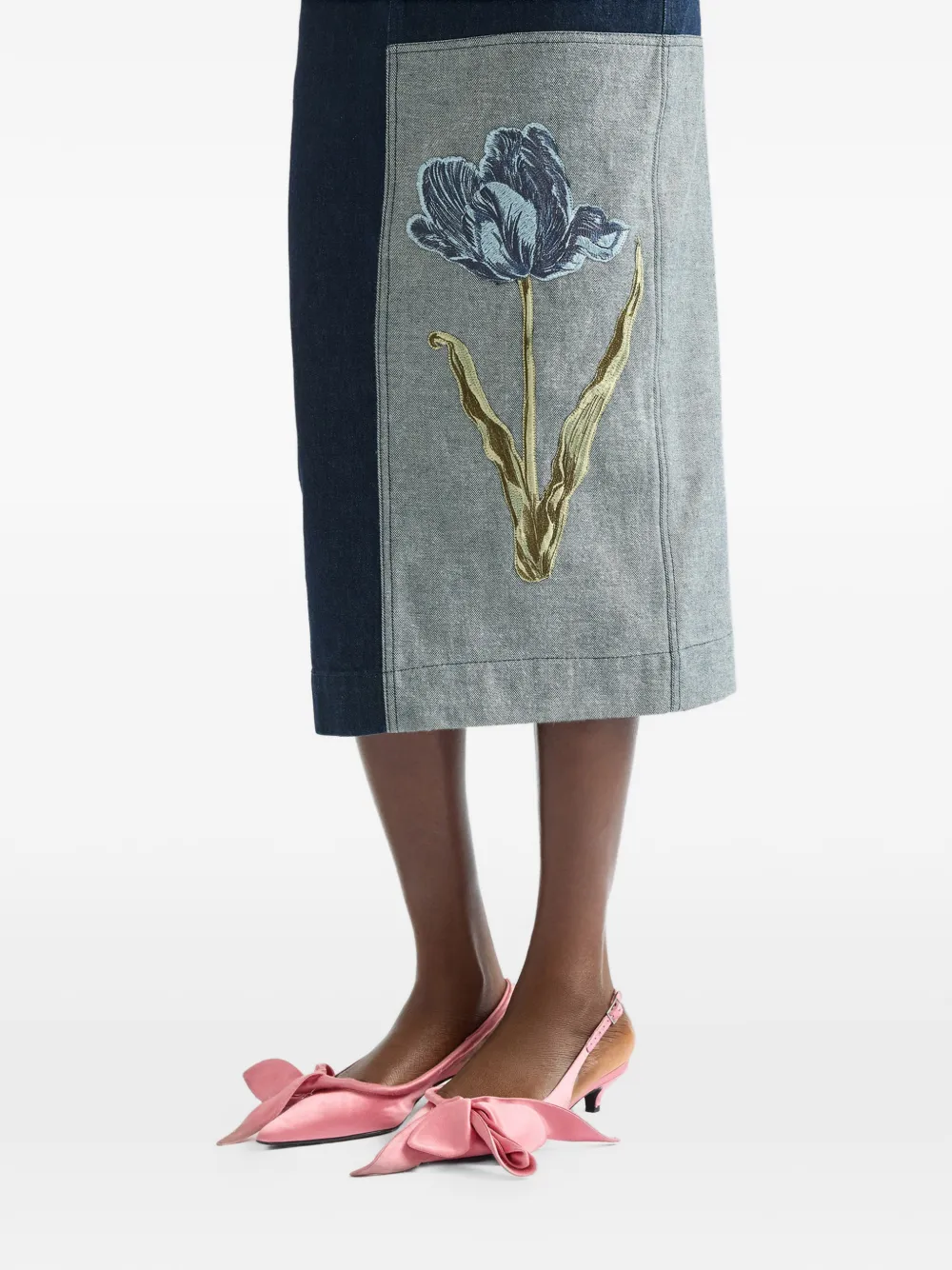 ERDEM Katoenen jurk met bloemenprint Blauw