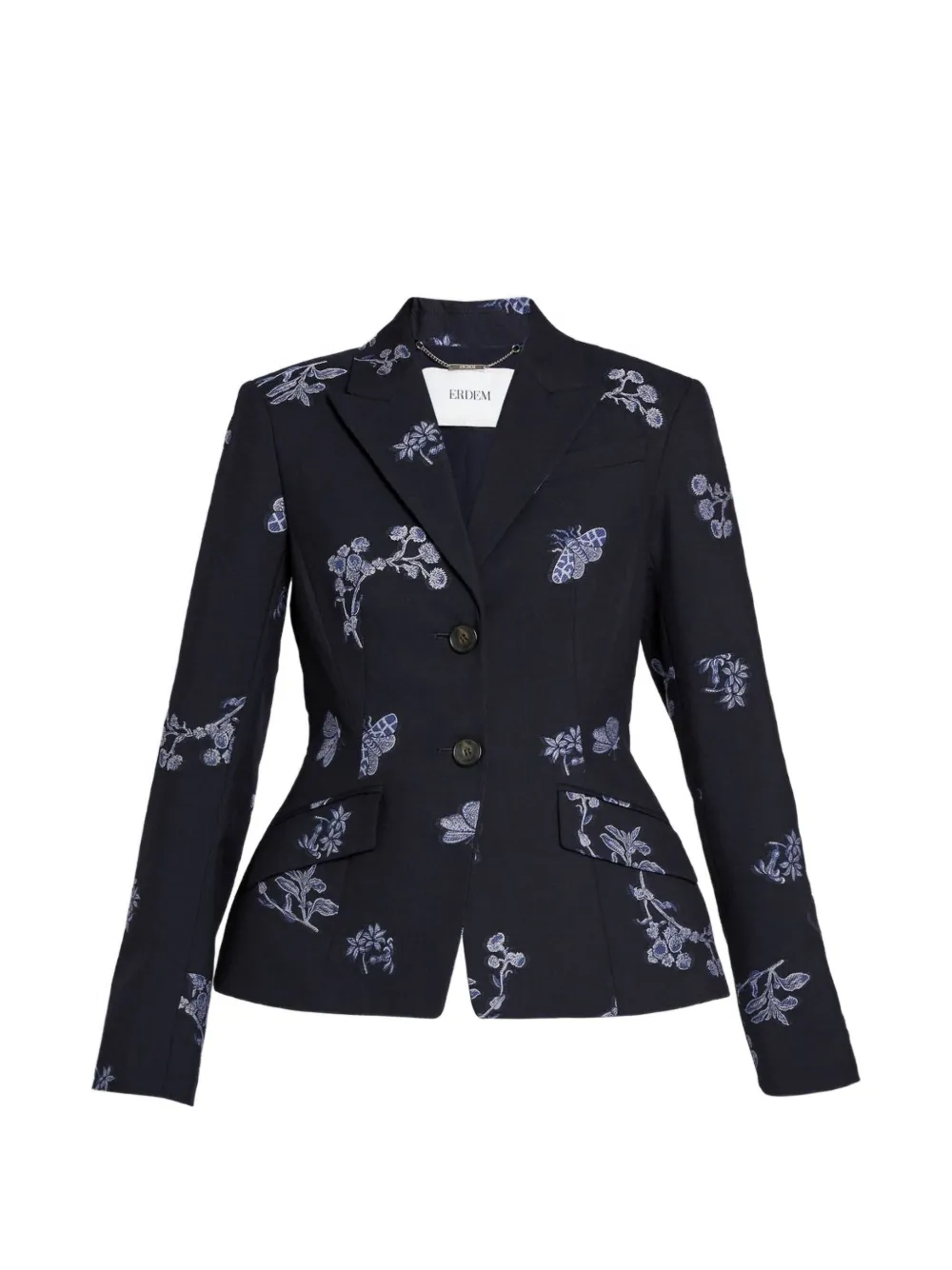 ERDEM floral single-breasted blazer - Blue