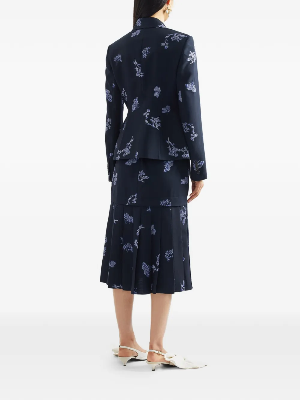  Erdem Floral Single-breasted Blazer - Blue 
