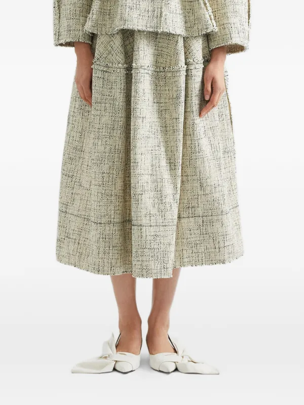 Erdem Ruffled Midi Skirt in Neutrals