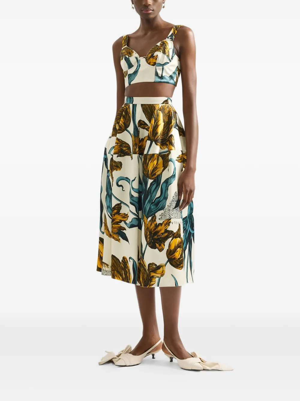 Erdem Duchess Cropped Tank Top in White, view 2