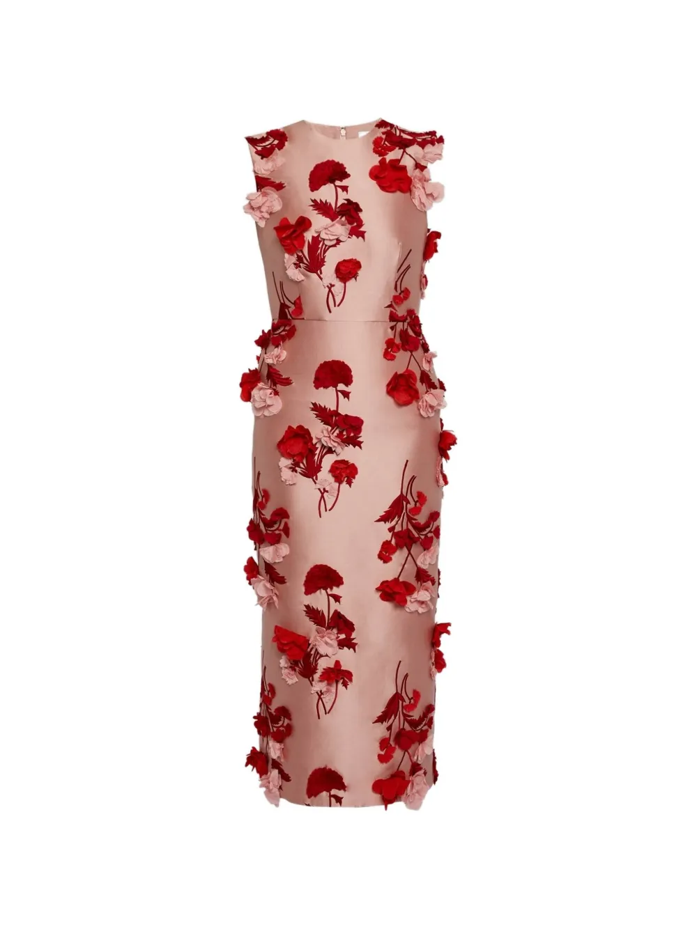 ERDEM Abito midi smanicato a fiori - Rosa