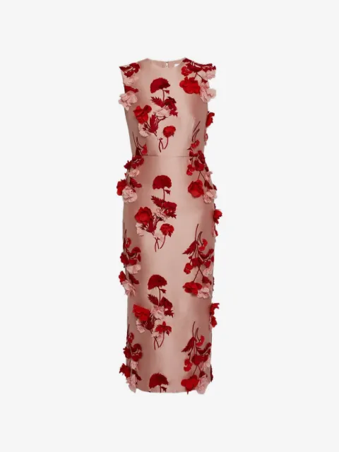ERDEM Mikado floral sleeveless pencil midi dress
