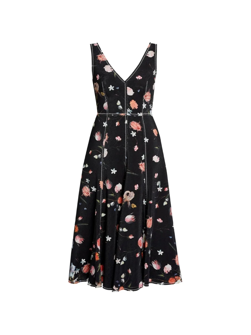 ERDEM sleeveless floral-print midi dress - Nero