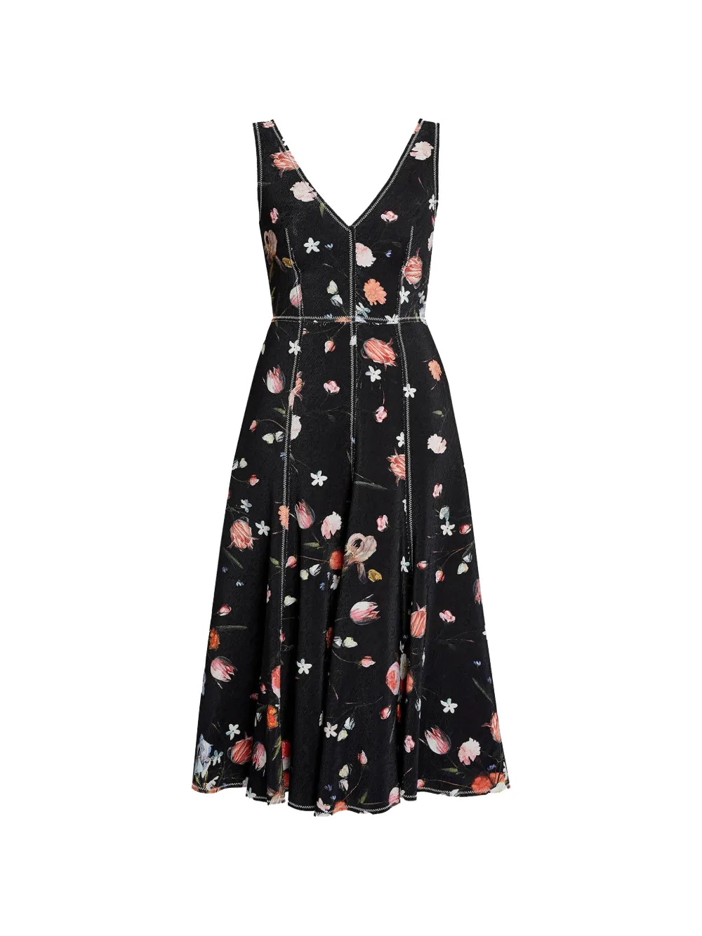 ERDEM sleeveless floral-print midi dress - Nero