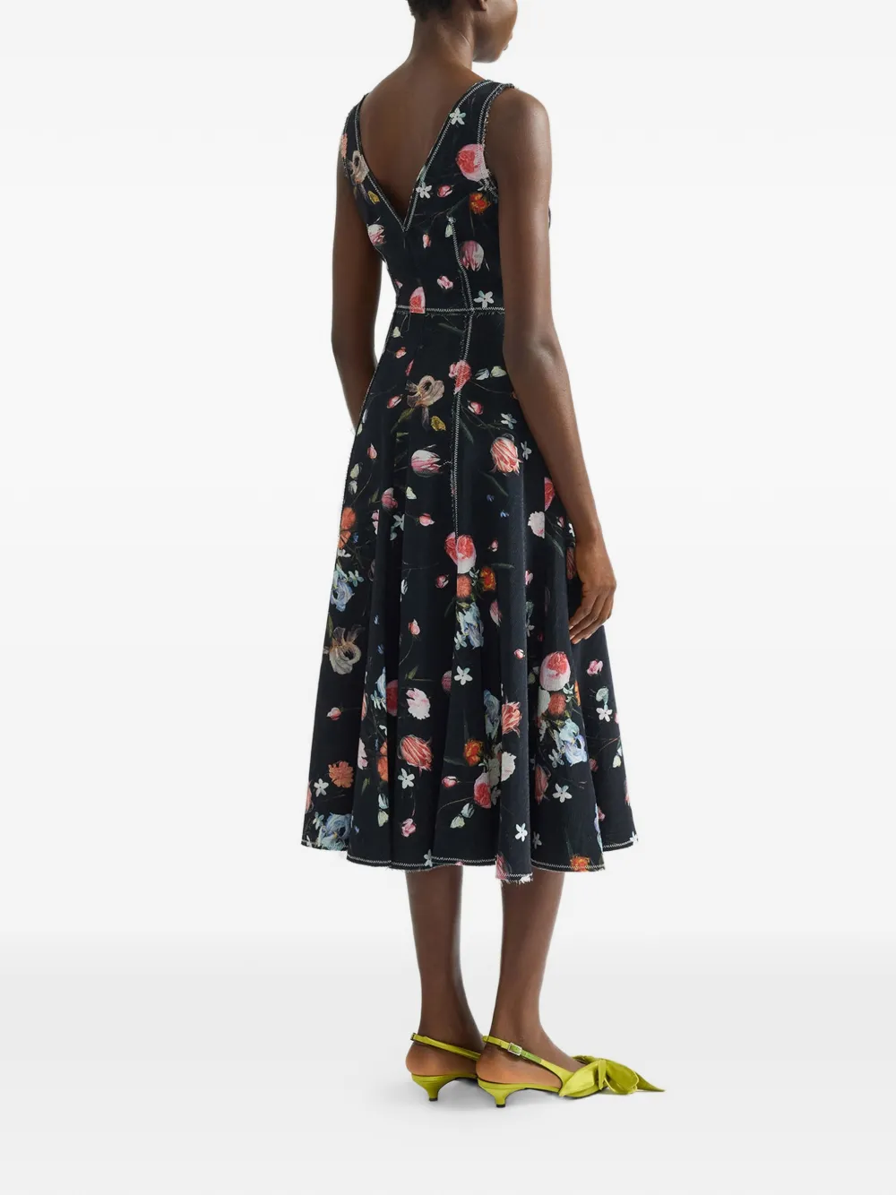 ERDEM Jurk met bloemenprint Zwart