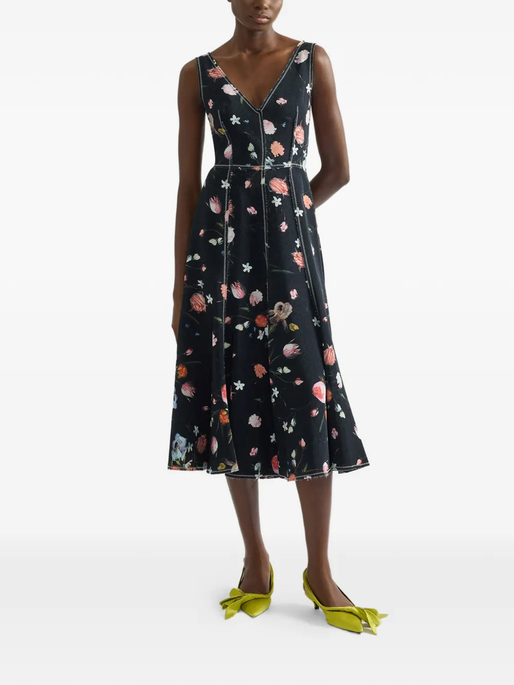 ERDEM Jurk met bloemenprint Zwart