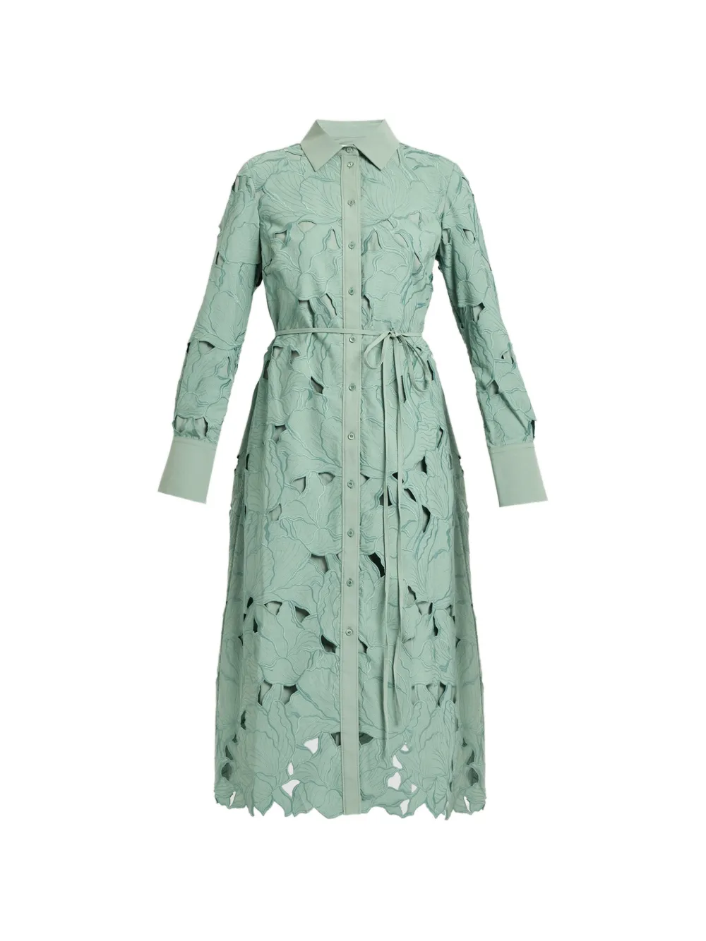 ERDEM floral cut-out shirt dress - Verde