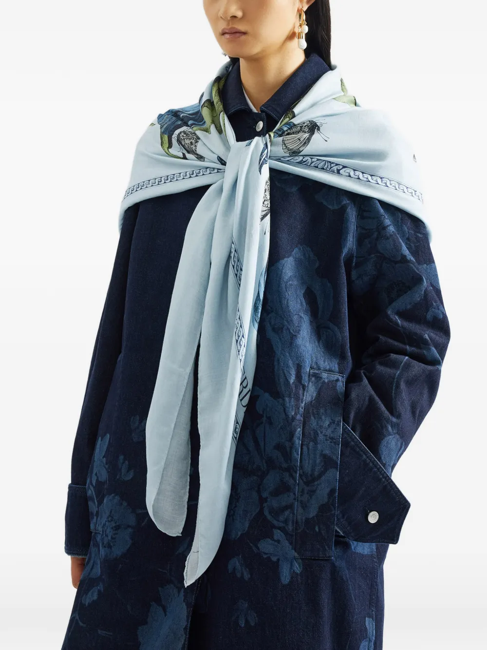  Erdem Tulip-print Scarf - Blue 