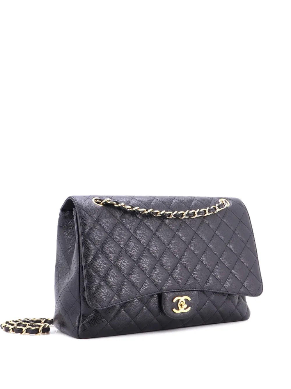 CHANEL Pre-Owned Classic Single Flap Bag Quilted Caviar Maxi shoulder bag - Nero