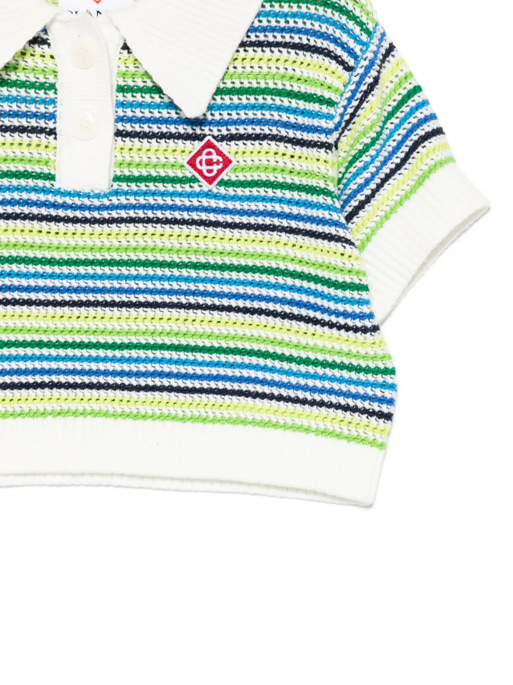  Casablanca Kids Striped Polo Shirt - Green 