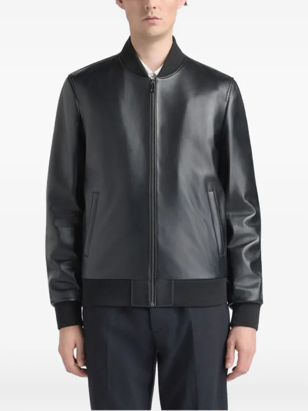 Bally Leather Bomber Jacket Black FARFETCH