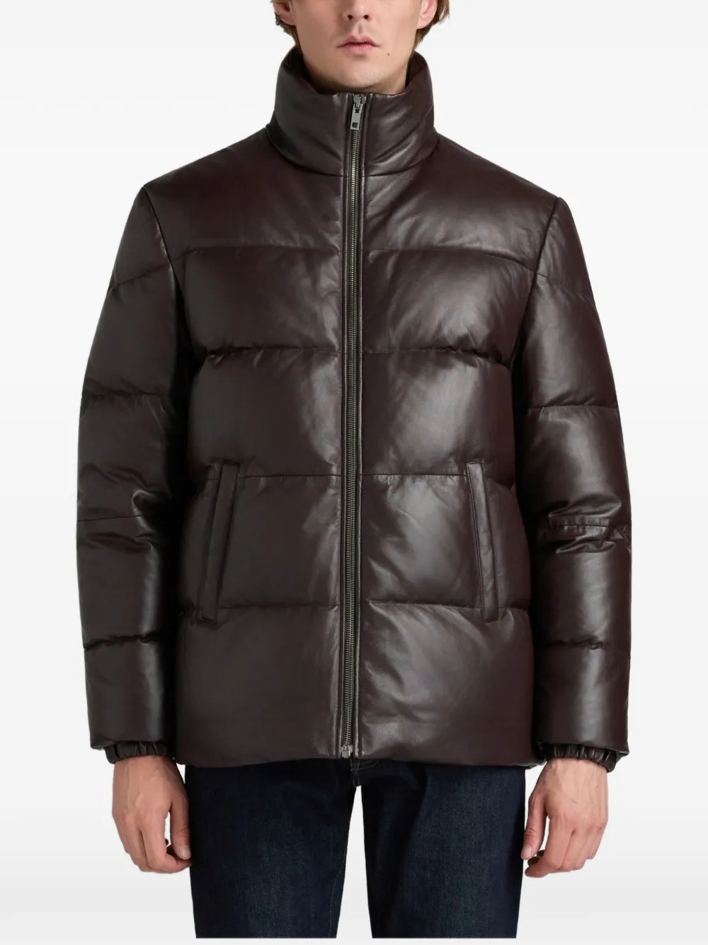Bally leather puffer jacket - Braun