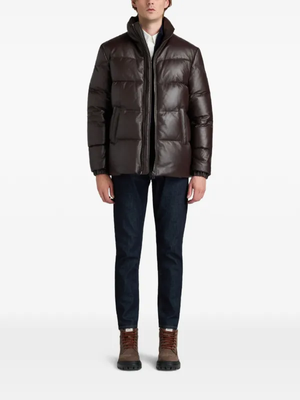 Bally Leather Puffer Jacket Brown FARFETCH