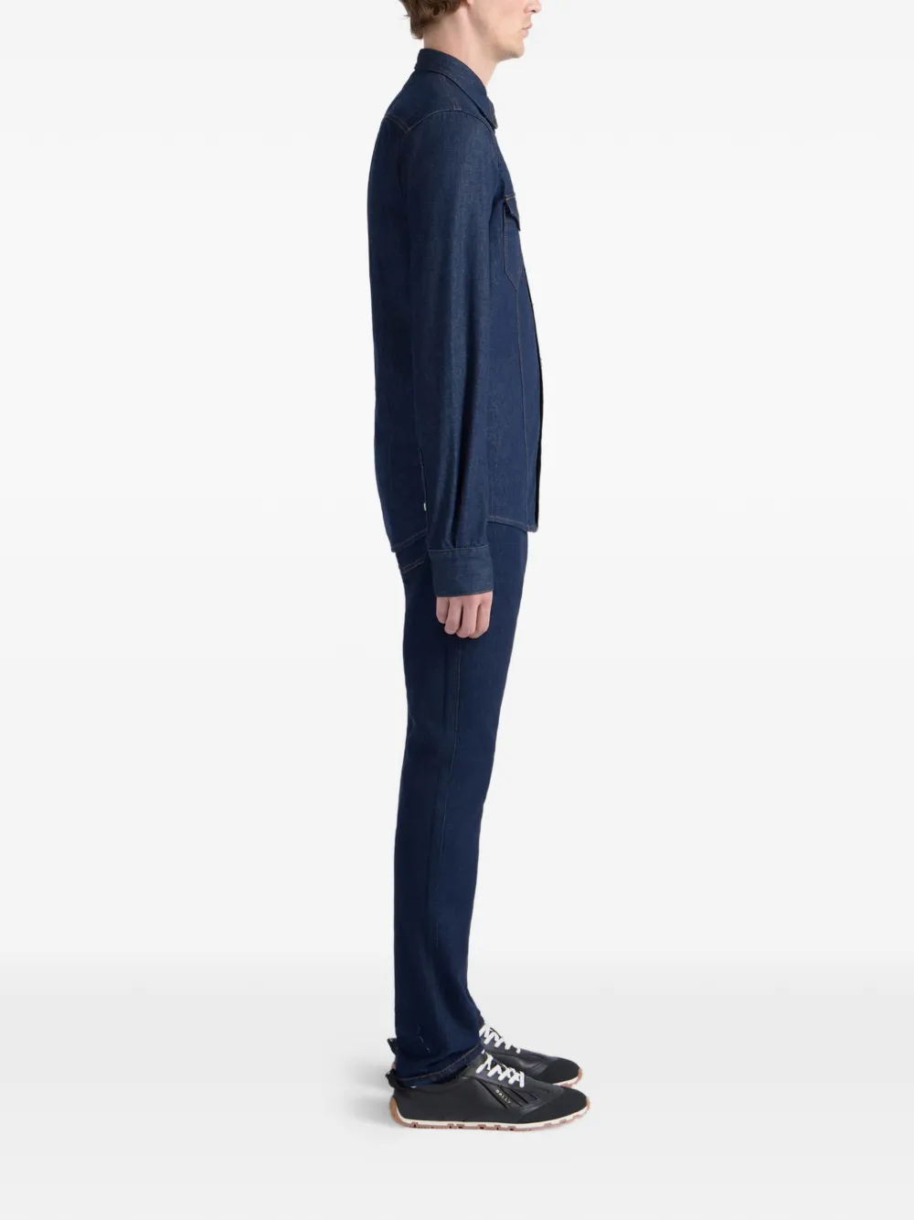 chest-pocket denim shirt