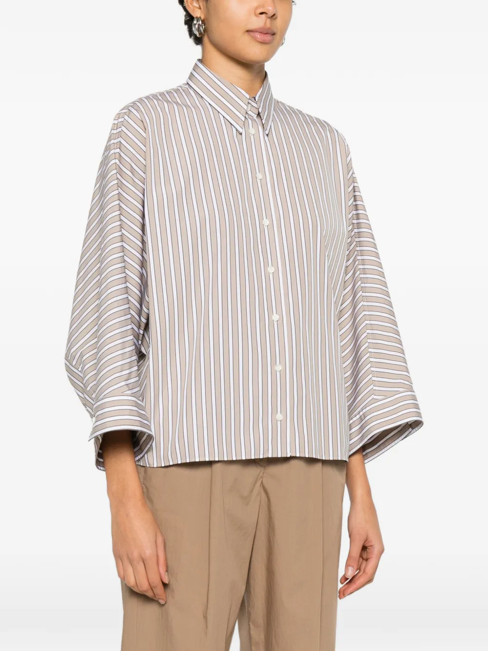  Brunello Cucinelli Striped Button Shirt - Neutrals 