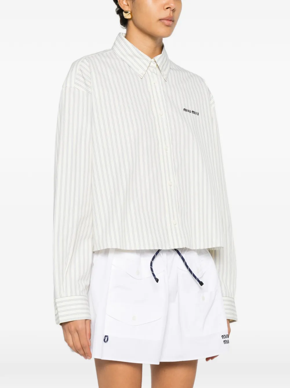  Miu Miu Striped Cotton Shirt - Yellow 