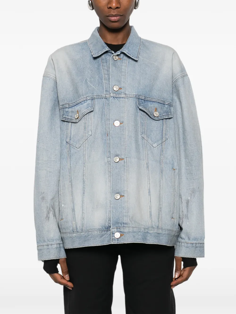  Balenciaga Button Denim Jacket - Blue 