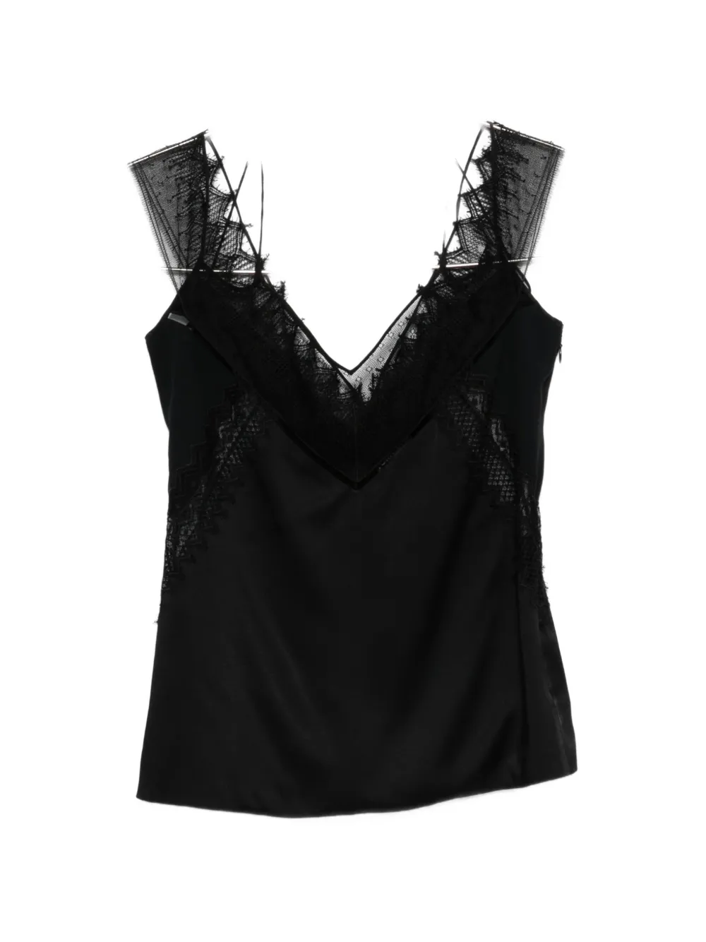 TOM FORD lace-trim satin top - Nero