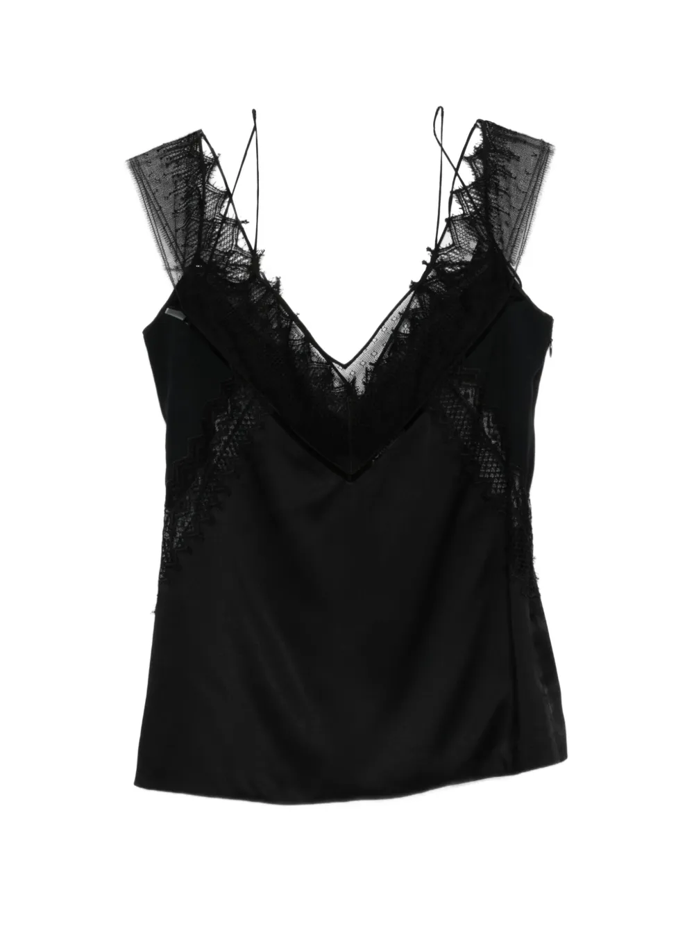 TOM FORD lace-trim satin top - Black