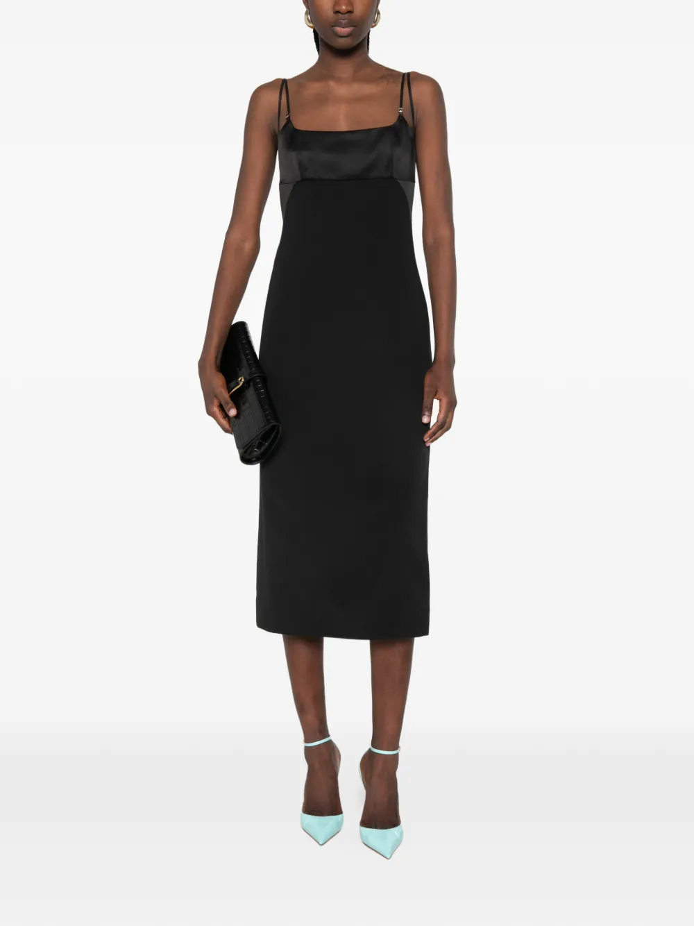 TOM FORD Midi-jurk met vierkante hals Zwart
