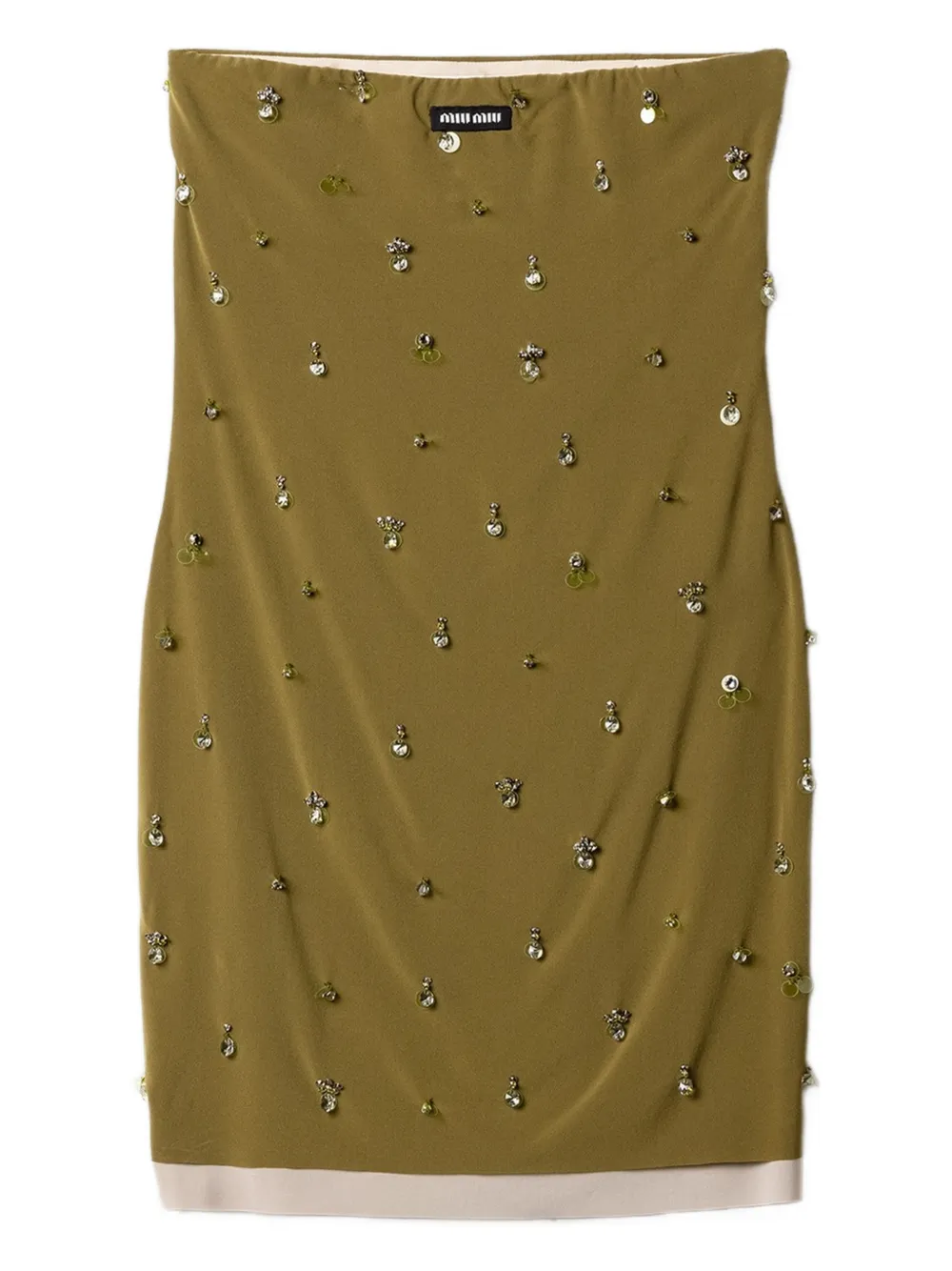 Miu Miu knit logo label mini-dress - Grün