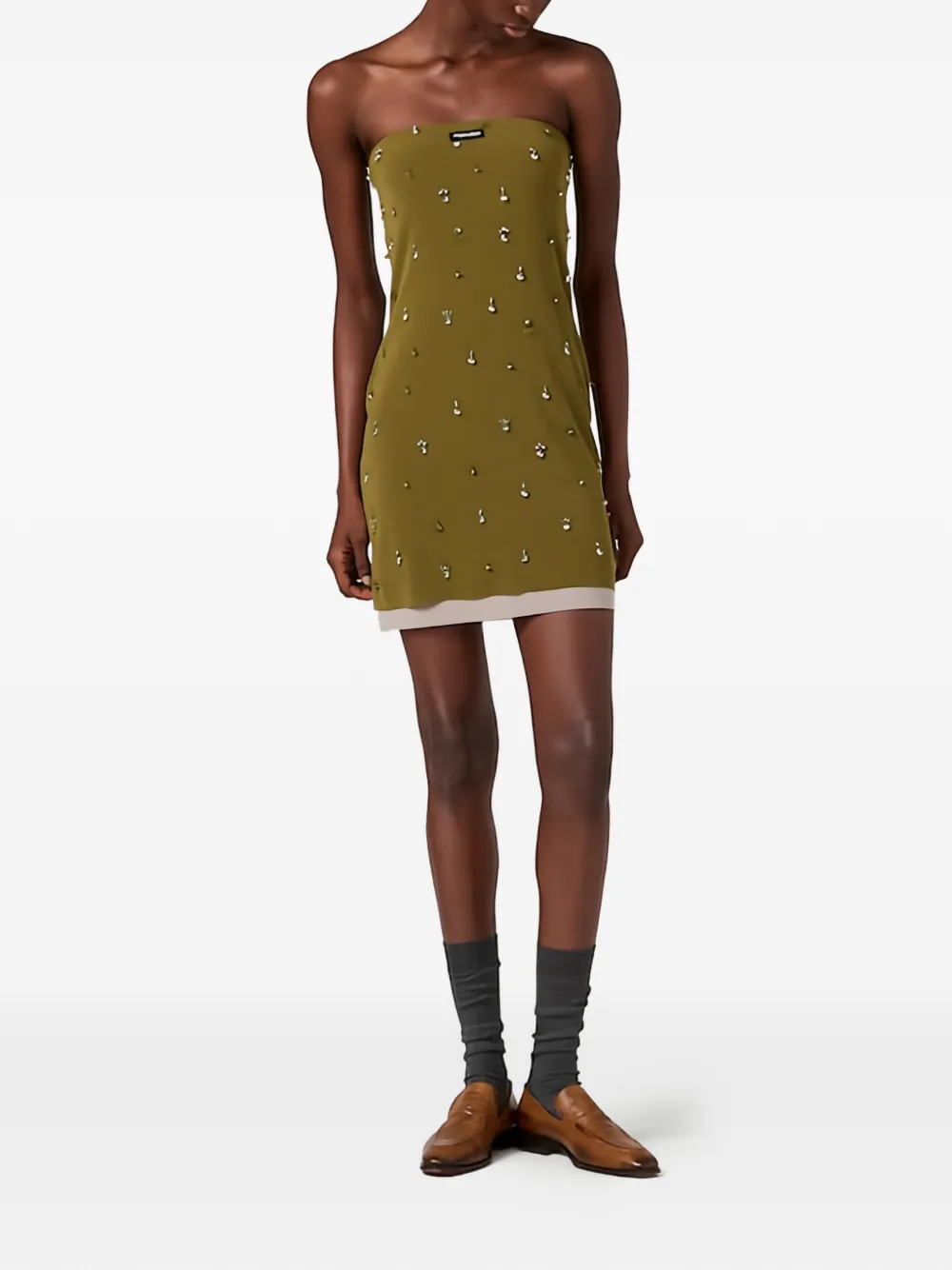 Miu Miu embroidered stretch georgette mini-dress