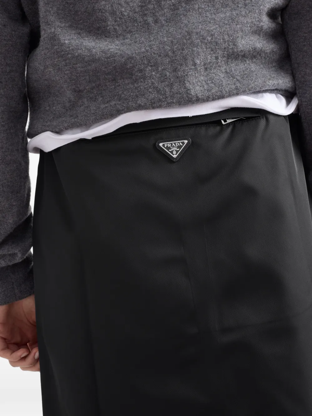Prada Low waist rok met paspelzak Zwart