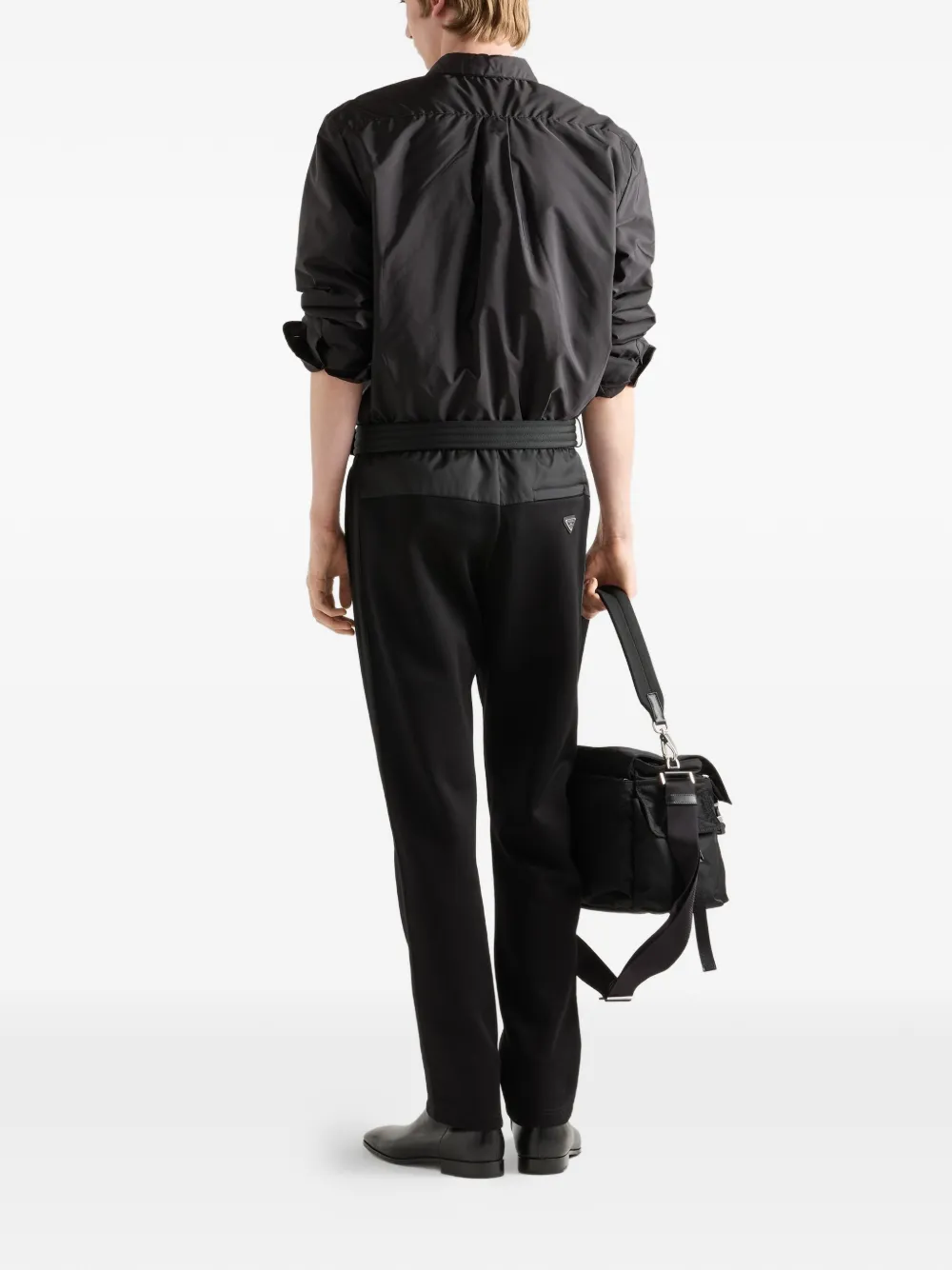 Prada overhemd met geborduurd logo en zakdetail Zwart