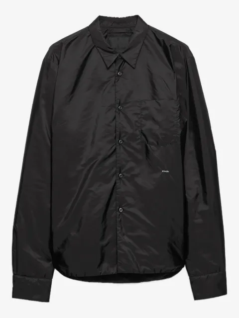 Prada logo-embroidered pocket-detail shirt