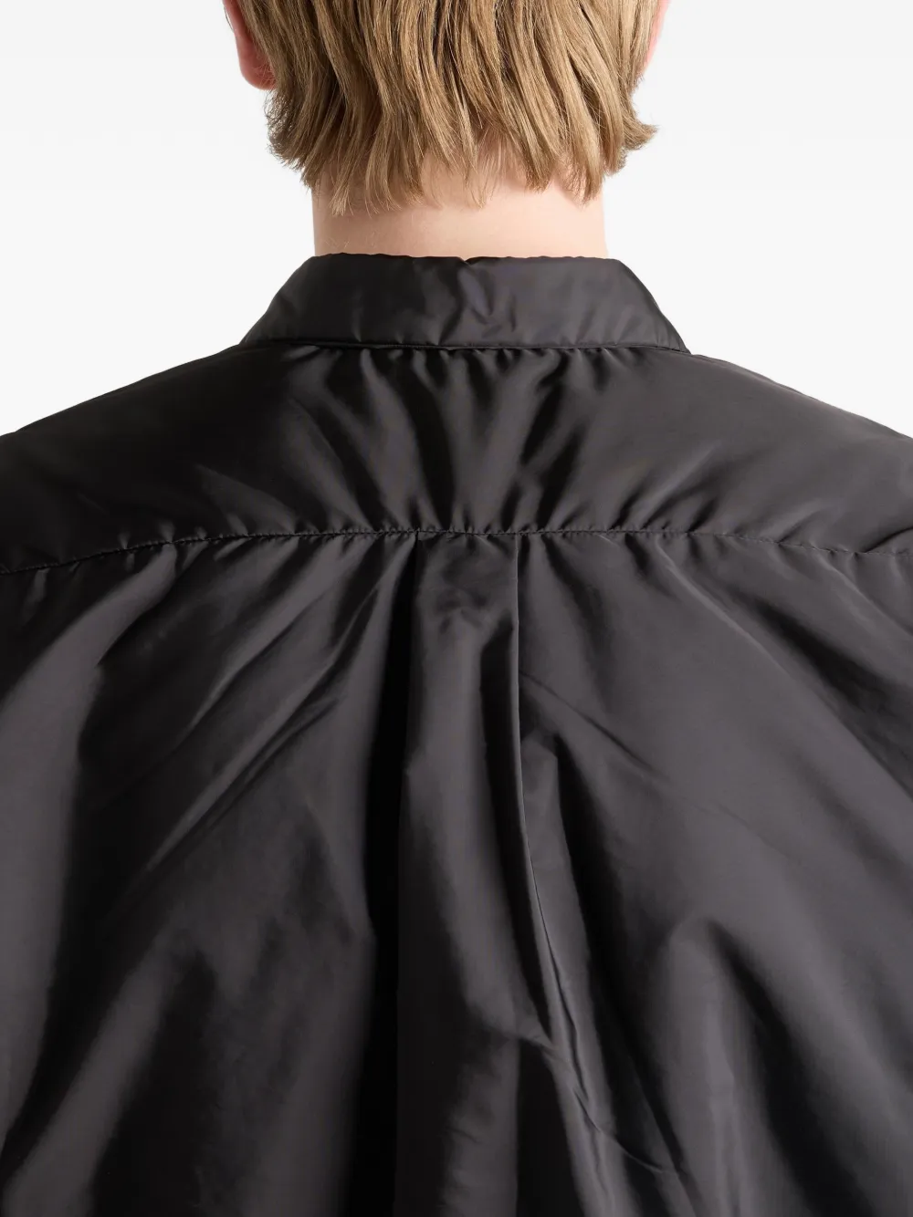 Prada overhemd met geborduurd logo en zakdetail Zwart