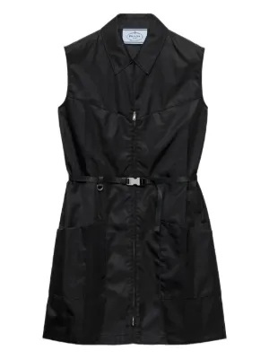 Prada Embroidered Cady Mini Dress | Black | FARFETCH Prada Embroidered Cady Mini Dress | Black | FARFETCH